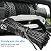KHGUZ 1/4'' x 50 Ft Car Synthetic Winch Rope Kit, 10000LBS Heavy Duty Vehicle Winch Cable with Protecting Sleeve and Thimble, Automotive Accessories, Universal for Off Road ATV UTV (Black)