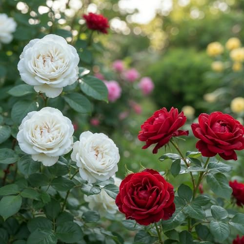 Kletterrosen Duo-Kollektion – Weiß & Rot – Pflanzen – Winterharte Kletterrosen, niederländische Qualität – 2 Pflanzen – keine Samen, keine Zwiebeln und nicht künstlich