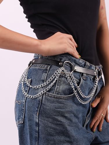 Sacina Black PU leather Belt, Emo Punk Grunge Gothic Belt, Goth Accessories, Punk Accessories, Waist Chain4