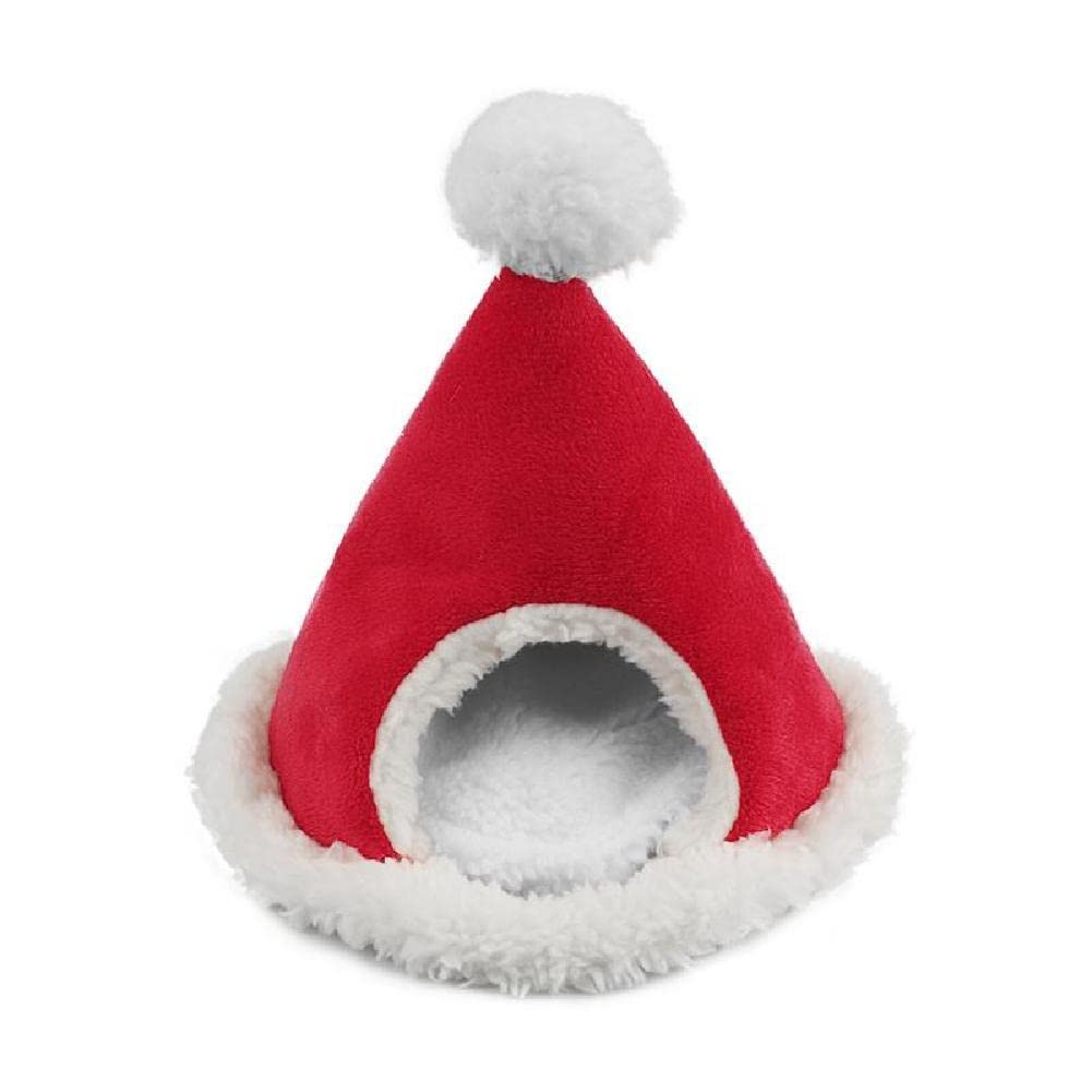 Luxylei Guinea Pig Warm Soft Bed Christmas Hats Shape Fleece Small Animals Bed Mini Hamster House for Pig Hedgehog