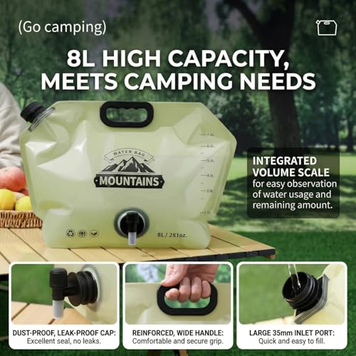 Camping Water Container, 2 Gallon PE Flexible Material Integrated Leak-Proof BPA-Free Water Bag with Faucet,Lightweight Easy to Clean Multi-Scenario Adaptation Water Jugs for Outdoor Camping Hiking - image 5