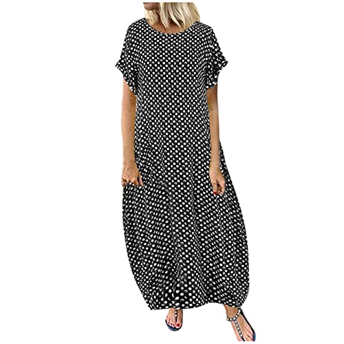 Dresses That Hide Belly Fat 2023 Long Sleeve Sexy Midi Trendy Summer Dress With Pockets Spring Casual Beach Sun Boho Maxi Polka Dot Plus Size Dress Vestidos Para Mujer Casuales Y Elegantes Black 3Xl #TOP18