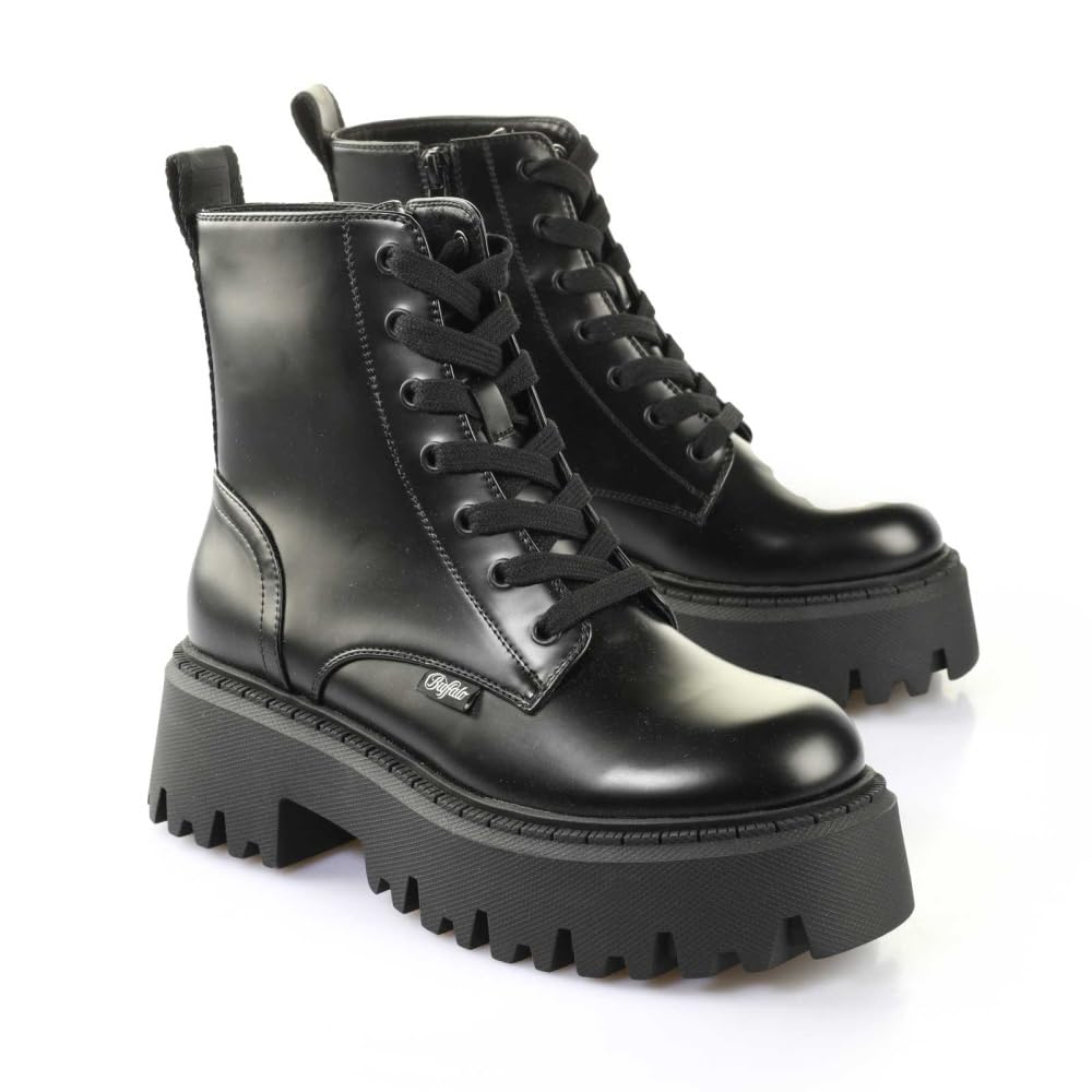 Buffalo Aspen Lace Up - Schwarz Kunstleder Weite Normal