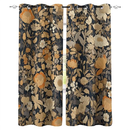 Genérico Cortinas Estampadas 160X140cm(HxB) Flores De Colores Cortinas para Salon Cortina con Estampado escandinavo de poliéster Blackout y Ojales para Dormitorio E24-4-819