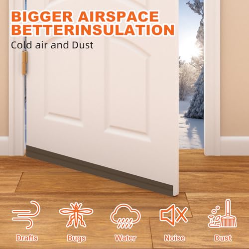 Image of Door Draft Stopper, Door Sweep for Bottom of Door, Weather Stripping Door Seal Gap Filler Bottom Blocker Soundproof Cold Air Insulation Save Energy Installs Quickly and Easily (Brown, 39'')