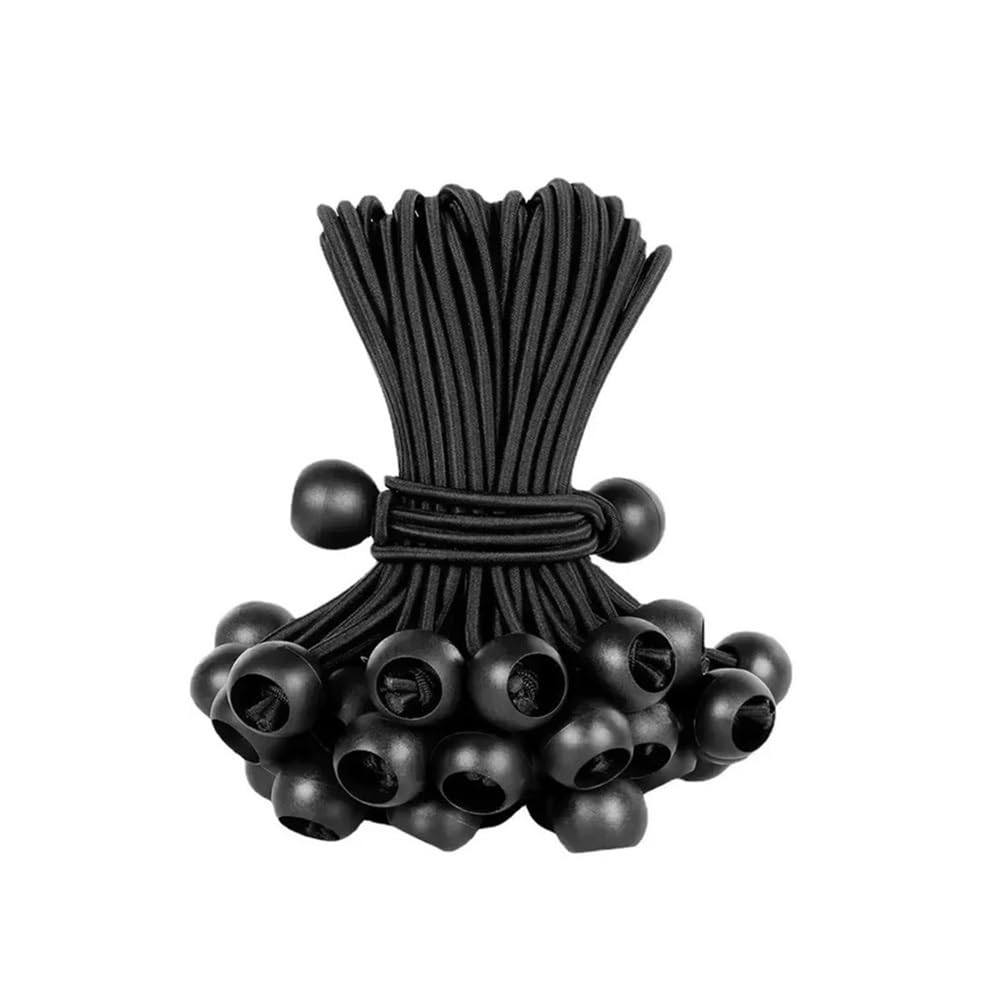 Heavy Duty Elastic Ball Bungee Cords for Tent Canopy Awning Tarp(50pcs black 10cm)