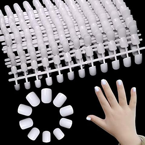 Allstarry 480pcs Children Fake Nail Tips Acrylic White Short Full Cover False Artificial Nails for for Kids Little Girls Cover