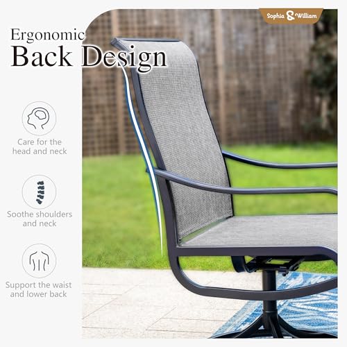 Image of Sophia & William Outdoor Dining Set Patio Dining Set for 4 Outdoor Table and Chairs 5 Pieces with Swivel Patio Chairs 37 inchx 37 inch Metal Table for Garden Pool All Weather Grey