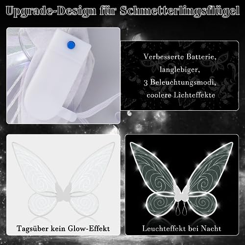 Moocuca Ali di farfalla luminose per adulti con