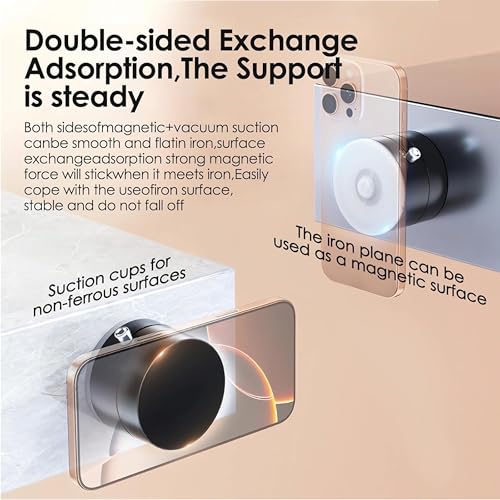 Image of New Magnetic 360 Rotation Suction Car Mount, Strong Grip,Double-Sided Swivel Stand,Hands-Free Magnetic Cell Phone Holder for Gym /Mirror /Kitchen /Smooth Surface-Black