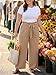 OLRIK Plus Size Pants for Women Wide Leg with Belt Casual Loose Paper Bag Pants Elastic High Waisted Trousers Flowy Khaki-4X
