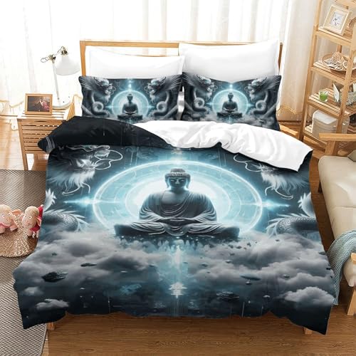 Housse de couette Bouddha 3D en microfibre zippée pour simplifier le lit de votre ado - 2