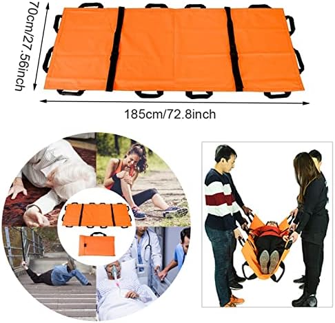 Portable Folding Stretcher - Soft Patient Transfer Stretcher with 12 Handles, Lightweight Ox Cloth for Emerncies, Ideal for Mountain (Blue)