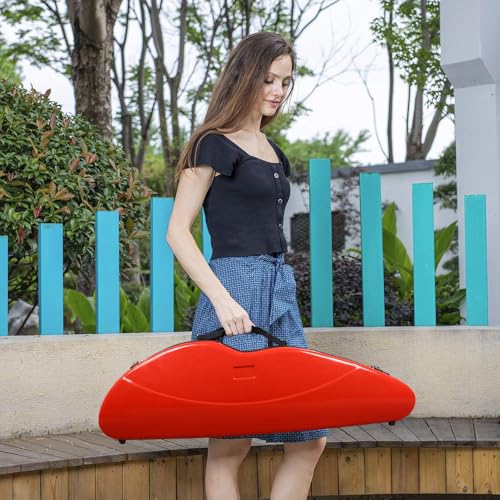 Vetimobato Hard Shell Violin Case 4/4 Full Size Carbon Fiber With Back Strap & 2 Bow Holder - Strong Light Box ca. 1.9kg (Red)