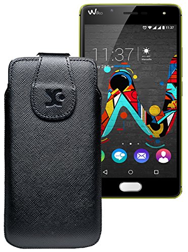 Suncase Étui de protection en cuir pour Wiko U Feel Prime Noir