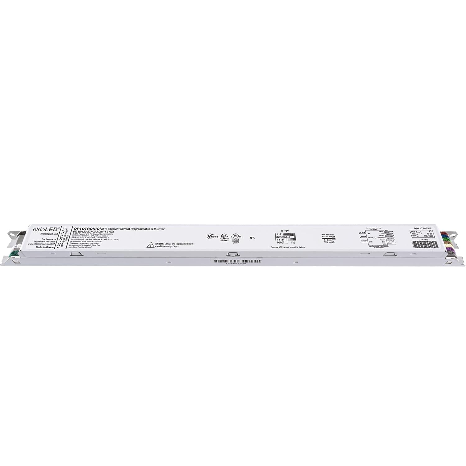 *2743W6 OPTOTRONIC 85W Constant Current 0-10V Dimmable LED Driver, Programmable Linear OTi85/120-277/2A3 DIM-1 L AUX - Replacement/Compatible with Osram 57421