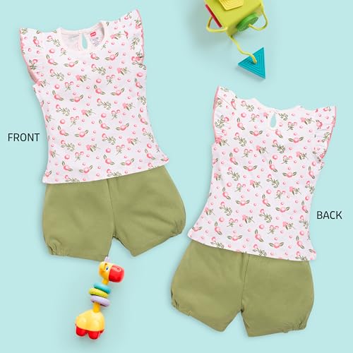 Image of LuvLap Baby Girls Regular Fit 100% Cotton Half Sleeves Girls Top CoSets Pack of 3