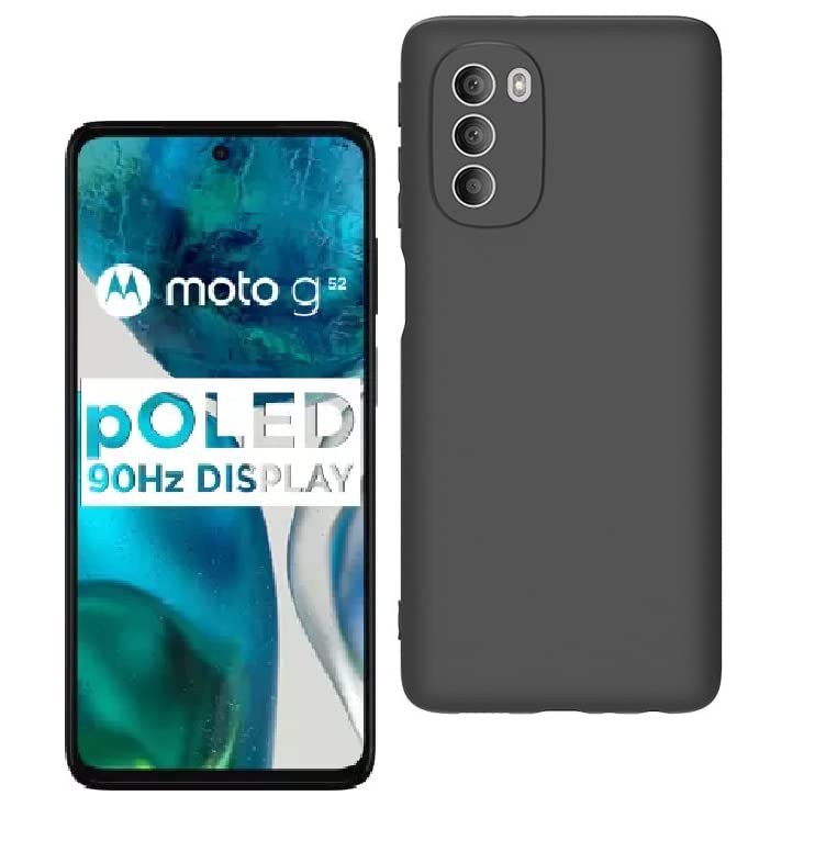 Image of Lustree Motorola Moto G52 Case Cover [Protective + Anti Shock Proof Case], Motorola Moto G52 Dual Back Cover Case for Mobile Candy Silicon Case, Black