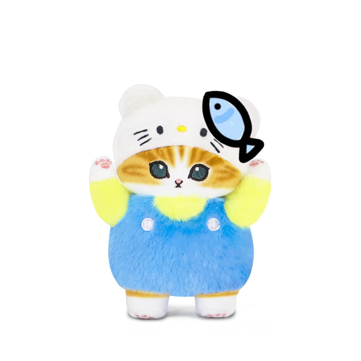 CNAANA Cute Cat Plush Keychain – Soft Plush Pendant, Great Gift for Boys and Girls (White, Sitting)