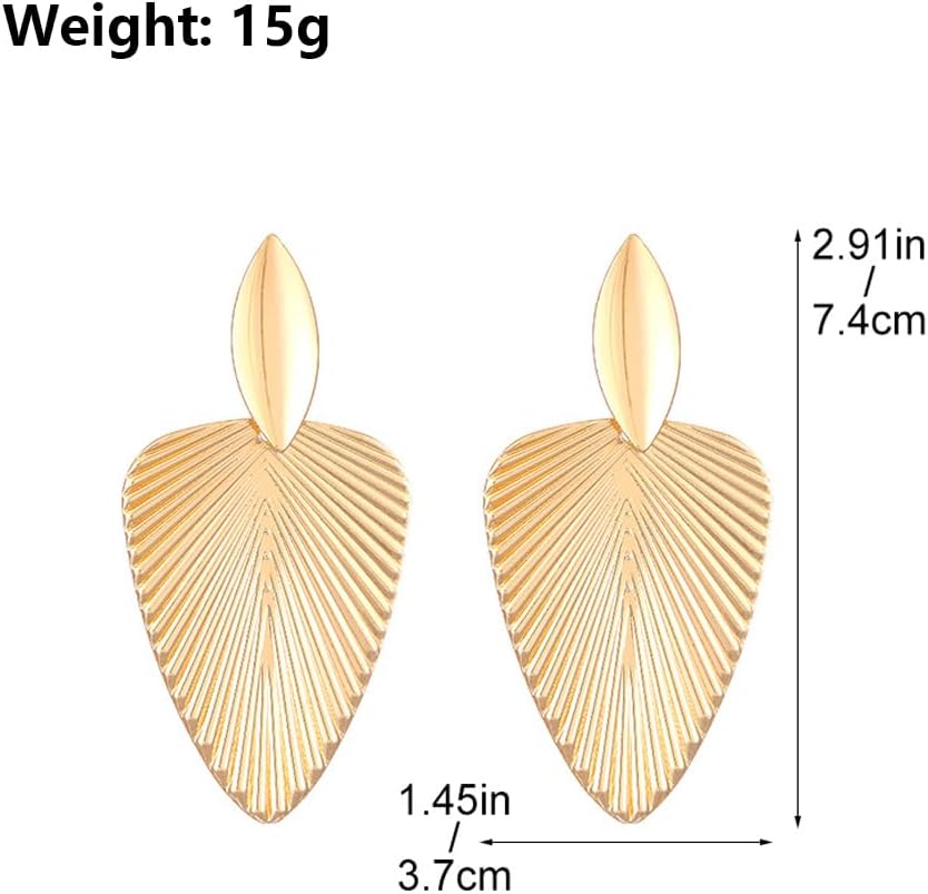 Large Gold Statement Dangle Earrings for Women Chunky Silver Leaf Drop Earrings Fashion Geometric Dangling Earrings Jewelry Accessories - Image 3