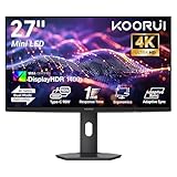 KOORUI 27'' 4K UHD Gaming IPS MiniLED Monitor, 160Hz Refresh Rate to FHD 320Hz (Dual-Mode), 1ms GtG, DisplayHDR1400, 90W USB-C, PIP/PBP, HDMI 2.1/DisplayPort, Tilt/Height Adjustable, S2741LM