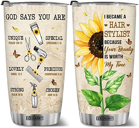 BECHUSKY God Says You Are Tumbler Christian Tumbler Bible Cosmetology Hairstylist Tumbler Bible Saying Gift For Salon Owner Flower Girl Present Hairdresser Hairdressing On Easter Day Christmas