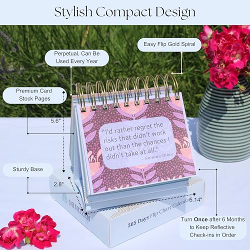 Mindzens Motivational Flip Chart Calendar | 365 Days of Positive Affirmations | With Weekly Reflective Prompts for Self-Empowerment | Perfect Inspirational Gifts & Boho Style Desk Decor for Women, Men - Image 4