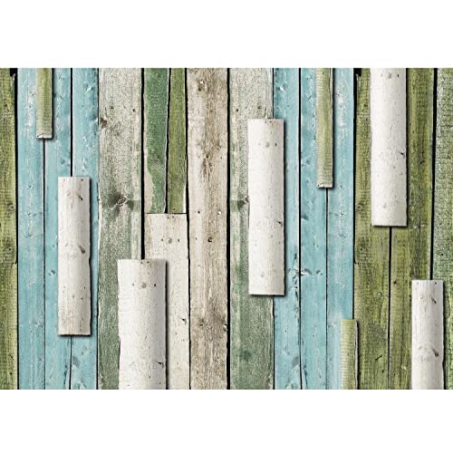 Runa Art Papier peint intissé Panneaux de particules 352 x 250 cm Toison Mur XXL Tableaux Muraux Tapisserie Photo Décoration Murale Salon Chambre Vert bleu 9311011c