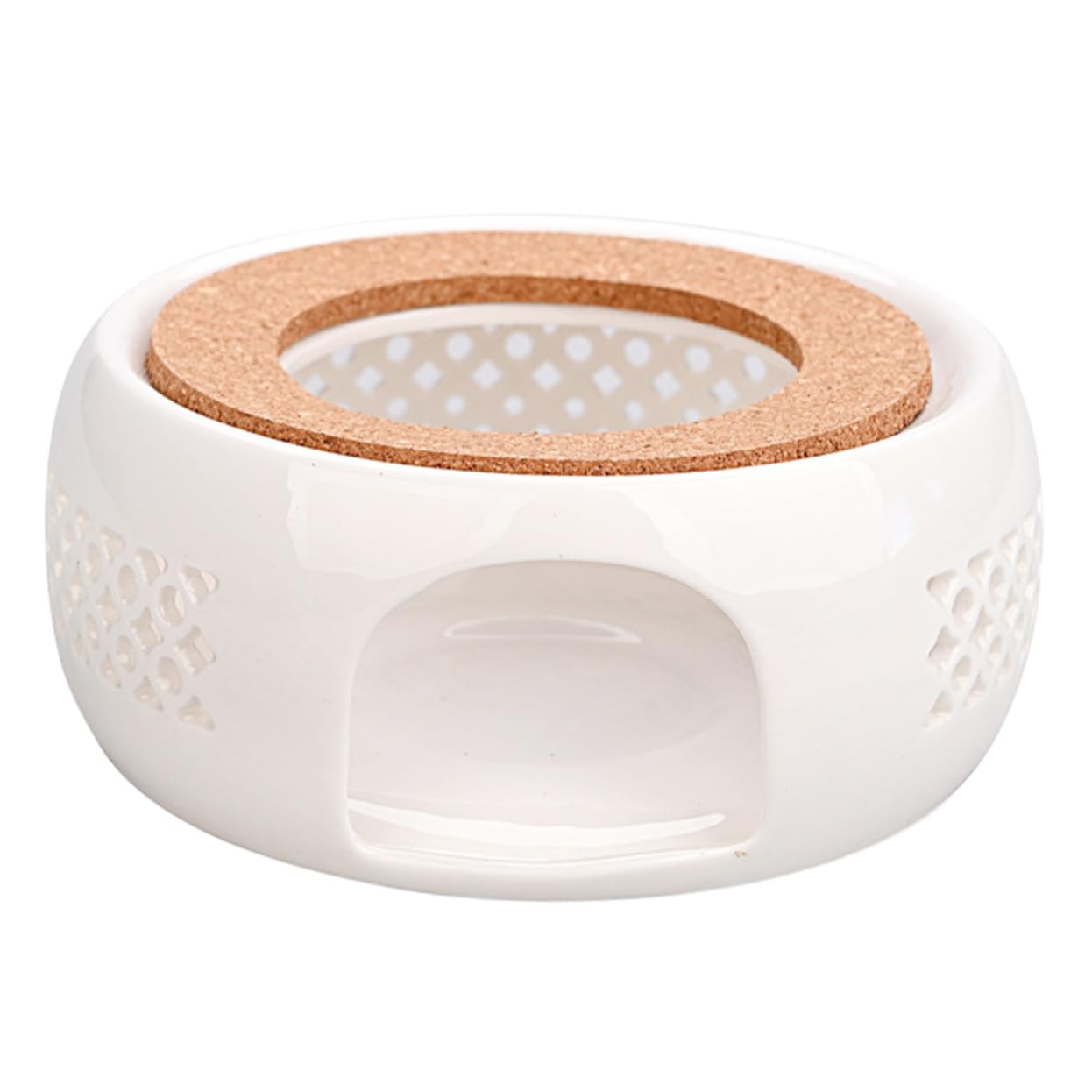 STOBAZA 1Pc Ceramic Tea Warmer Non Slip Candleholder for Teapot Heating Base with Hollow Design for Improved Air Circulation for Home Use Easy to Clean and Maintain