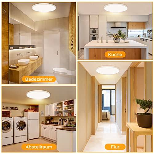 OUILA Deckenlampe LED Deckenleuchte Flach Rund Ø30CM 3000K für Küche Bad – Ansicht 6