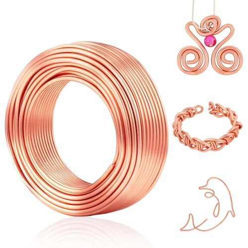 Aluminum Wire, Anezus 9 Gauge Craft Bendable Armature Thick Wire For Wreath, Jewelry Making, Gardening, Sculpting, Cosplay Props (Copper, 3 Mm)