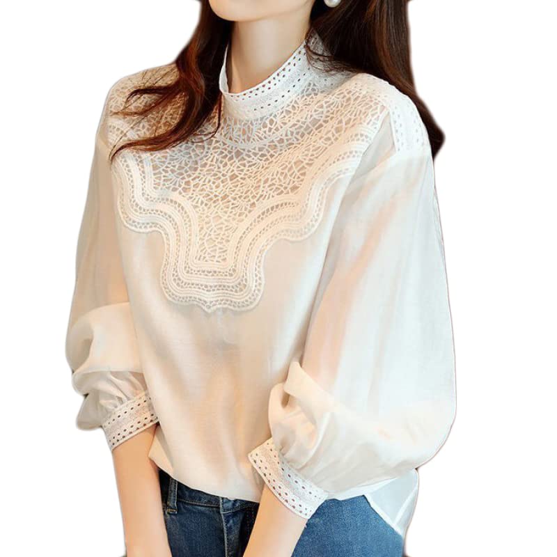 しほ ノーウォス ブラウス レース プルオーバー 白 Amazon | [AYBTO] 半袖 ホワイト レディース レース スタンド