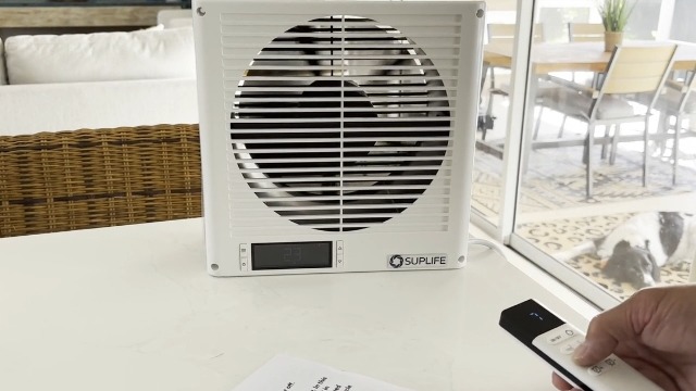8 Room to Room Fan with Remote, Reversible Through Wall Fan for Quietly Circulating Air, 320 CFM Through the Wall Fan with Temperature Control, Durable Build Quality, In Wall Fan for Closet, Laundry