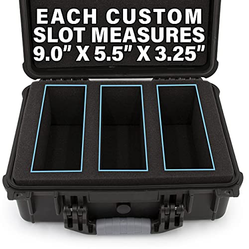 Casematix Graded Card Case Compatible With 90+ Bgs Psa Fgs Graded Sports Trading Cards, Waterproof Graded Slab Card Storage Box With Three Custom Card Carrying Case Impact Absorbing Foam Slots #TOP1