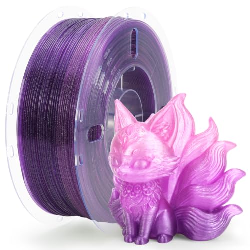 Image of VOXELAB PLA Crystal Rainbow Filament 1.75mm, Deep Sea Realm Color, Alternating Transparent Purple, 2592C & 2597C Purple Every 18-20M, Shimmering 3D Printer Material