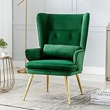 Wingback Accent Chair Button Tufted Velvet Armchair Modern Vanity Leisure Chair Mid-century Chair wi