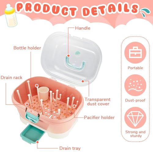 Image of Baby Bucket 2 in 1 Bottle Drying Rack with Storage Box-(Green)
