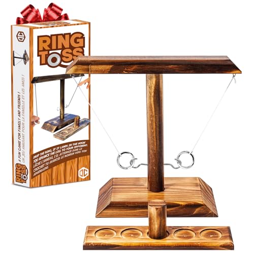 Original Cup Juego Ring Toss® | Juego de Habilidad de Madera | Lanzador de Anillos Colgantes | ¿Quién será el más rápido? | Interior y Exterior, niños y Adultos, 100% Madera | SparkL®.