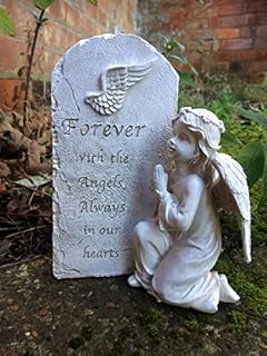 Osiris Trading UK Memorial Graveside Peaceful Angel Plaque Sculpture Grave Garden Ornament Forever with the Angels