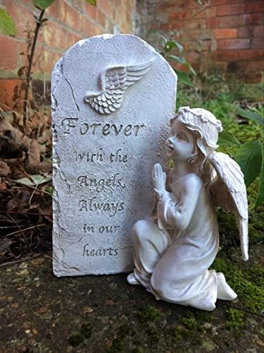 Osiris Trading UK Memorial Graveside Peaceful Angel Plaque Sculpture Grave Garden Ornament Forever with the Angels