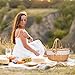 Wicker Picnic Basket with Removable Liner, Empty Picnic Baskets with Lid, Vintage-Style Picnic Hamper with Folding Woven Handle for Picnic, Camping, Outdoor, Halloween, Thanks Giving, Birthday (Cream)