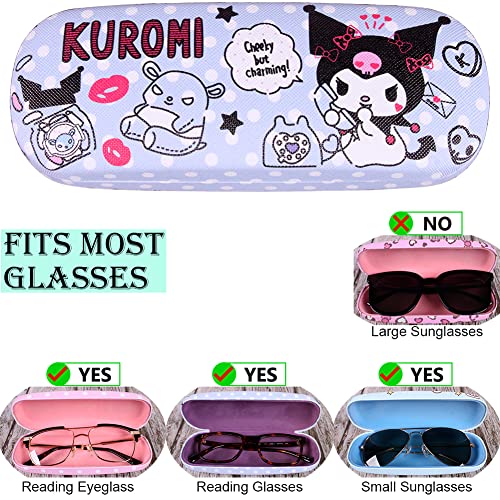 Image of ADBGV Cute Stylish Hard Shell Eyeglasses Cases Protective Case Storage Box With Glasses Cloth Eyeglass Strap for Girl Teen
