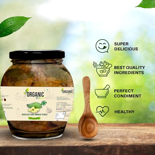 Image of Organic Anand Homemade Seedless Hing Mango Pickles 350gram Oil-free Traditional Khatta Aam ka Achar, No preservative