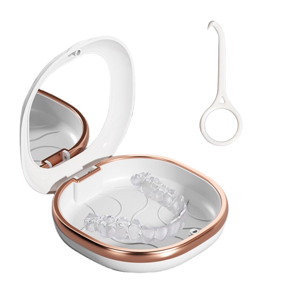 Hodaqe Slim Retainer Case with Mirror and Removal Tool, White