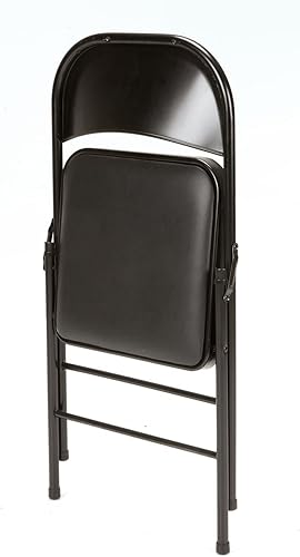 Miniatura 4 de MIHAL Silla plegable de vinilo paquete de 4 color negro