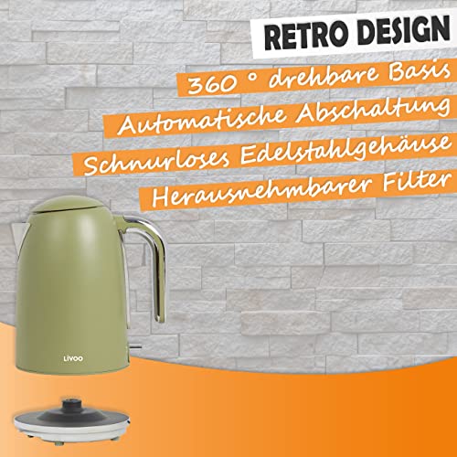 Frühstücksset Toaster Wasserkocher Retro - Wasserkessel Elektrisch Grün 1,7 Liter 2200 Watt - 2 Scheiben Toaster… – Bild 5