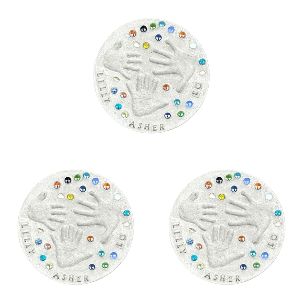 Handabdruck-Set zum Personalisieren mit bunten Steinen und Buchstaben-Stempeln für Geschenke, Familie, Geburtstage, Partys