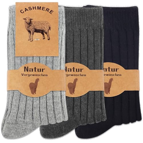 Jeasona 3 Pairs Cashmere Socks for Women 6-9 Cashmere Bed Socks for Women Warm Thermal Womens Winter Women Ladies Bedsocks Womens Long