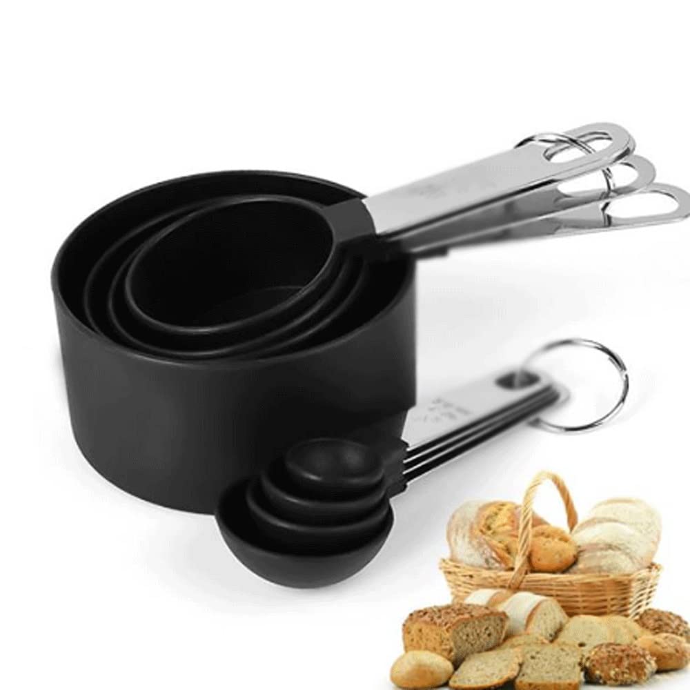 BAtlam 8 unids/Set de Cuchara medidora de Acero Inoxidable, Taza medidora con Mango de Silicona, Juego de Cuchara medidora, Herramienta para Hornear Cuchara