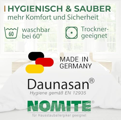 Kopfkissen 80x80 Federkissen Made in Germany - Kissen mit 100% Federfüllung - Federkopfkissen mit Bezug aus Baumwolle - Ökotex-zertifiziert - Füllkissen für erholsamen Schlaf - Kissen - 1er Set